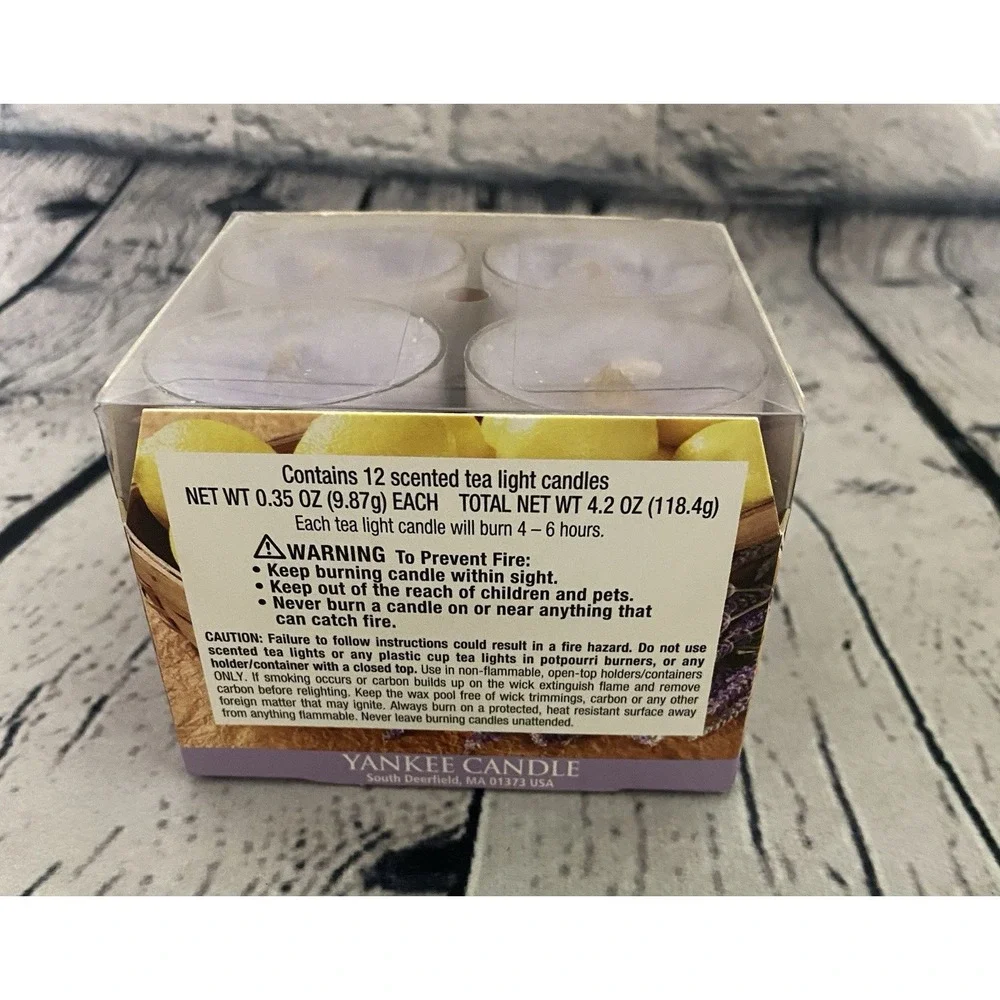 New Open Box Yankee Candle  Lemon & Lavender Tea Light Candles 12 Pack